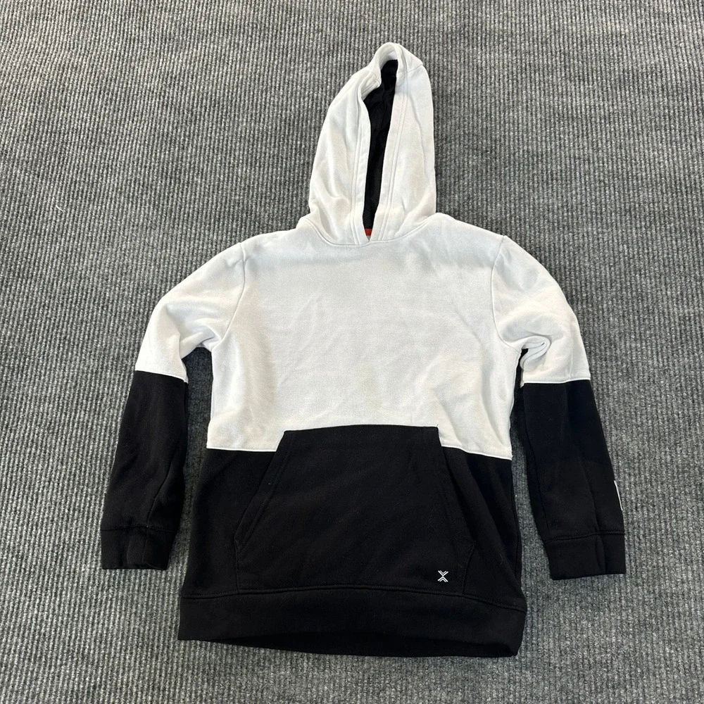 Xersion Boys Colorblock Quick-Dri Hoodie M 10/12 White Black Athletic Pullover